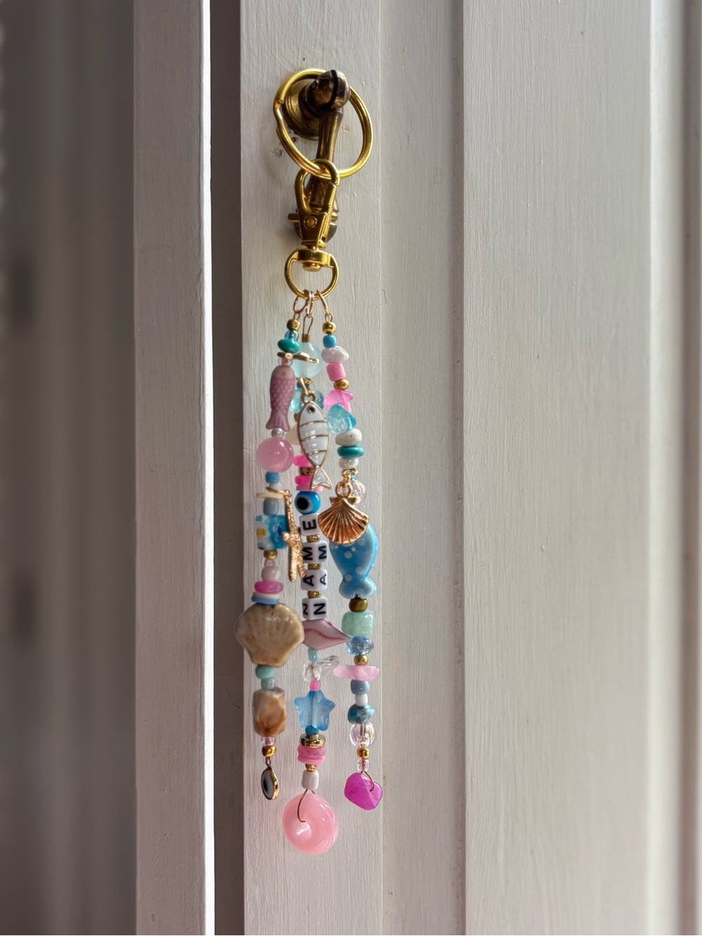 Beaded MOM Bag Charm Keychain